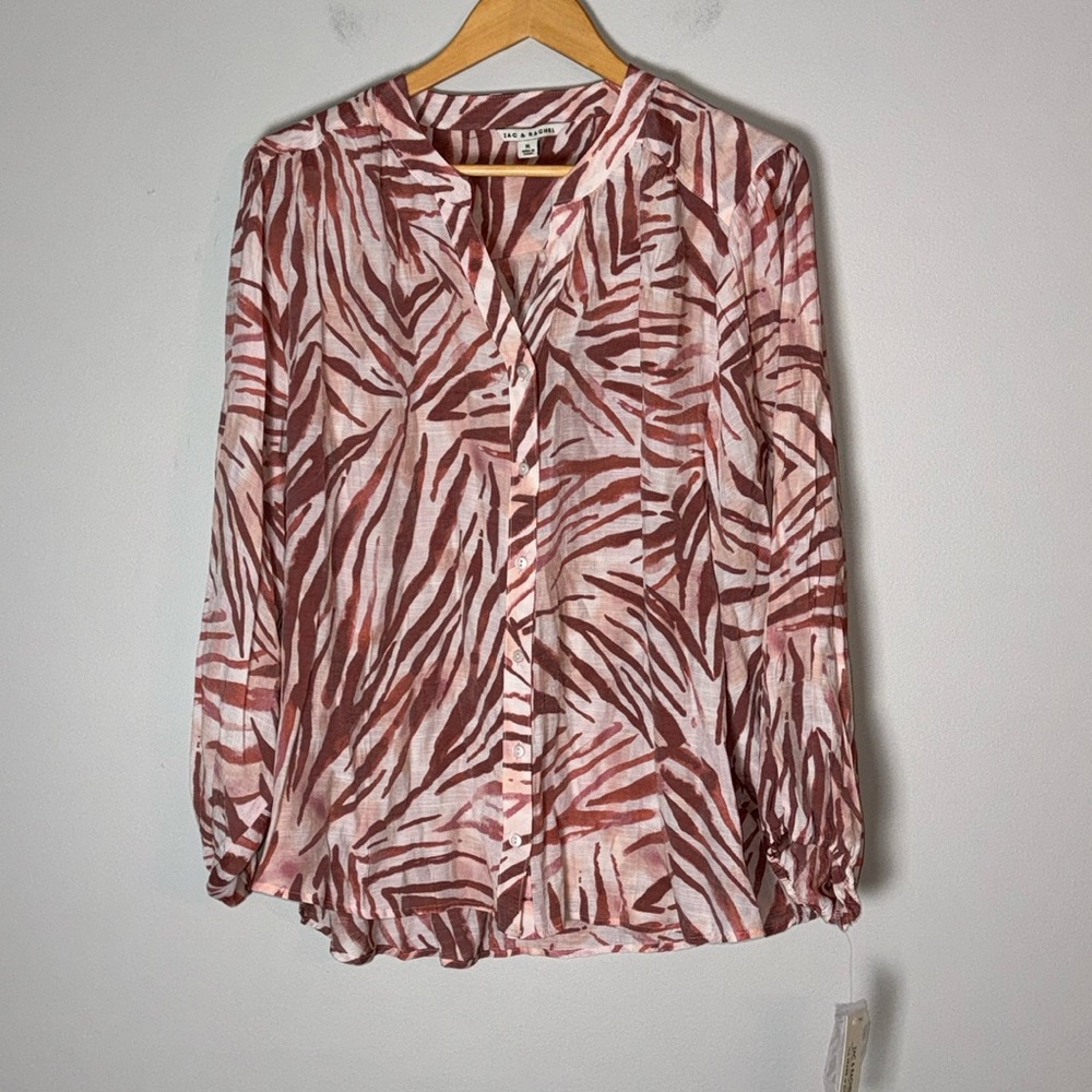 New XL Zac & Rachel Zebra Print Blouse
